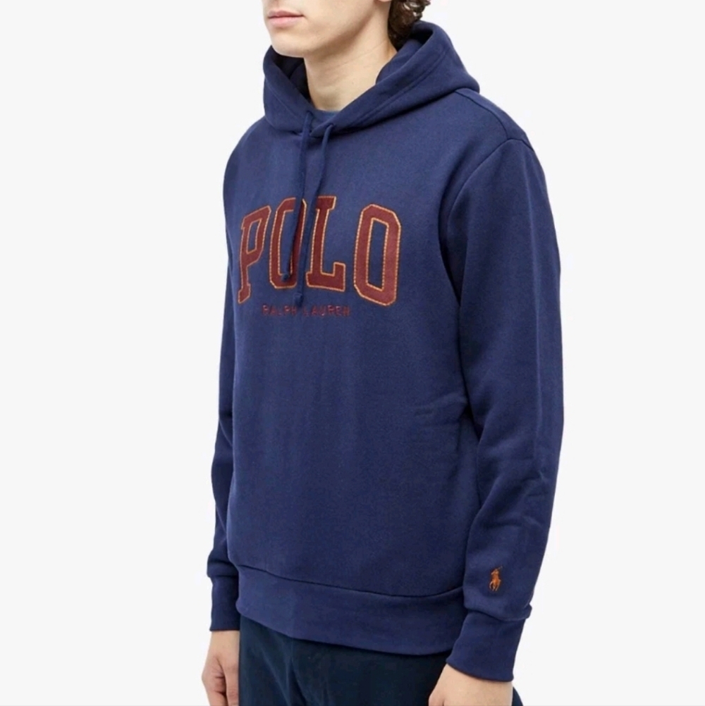Polo Ralph Lauren Mens Embroidered Varsity-Inspired Logo Hoodie Size Lg Blue
